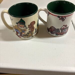 Vintage Potpouri press Charming Holiday Mugs with Green Interior